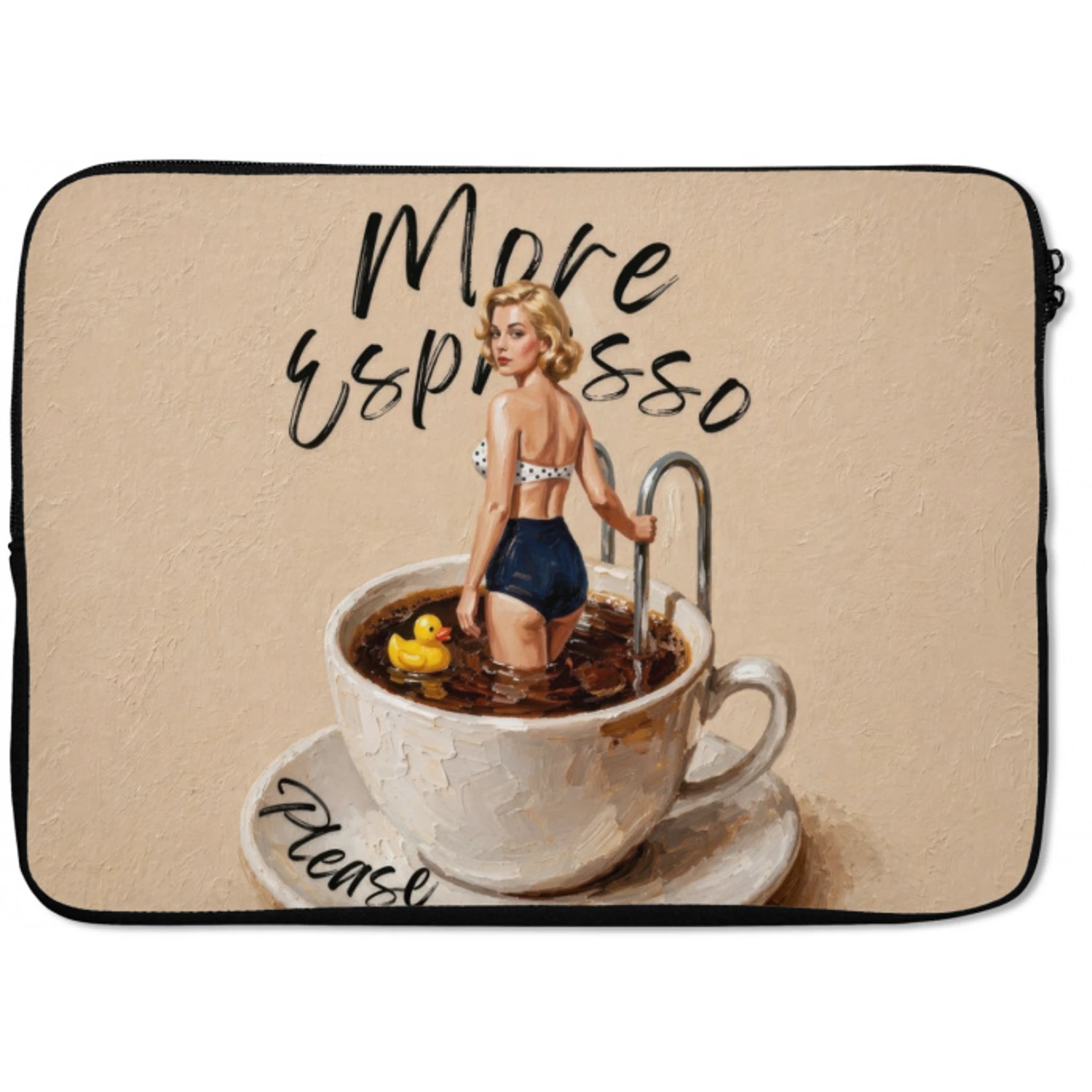 More espresso - Koffie - Eend laptophoes neopreen klein -zkaufland3dotto