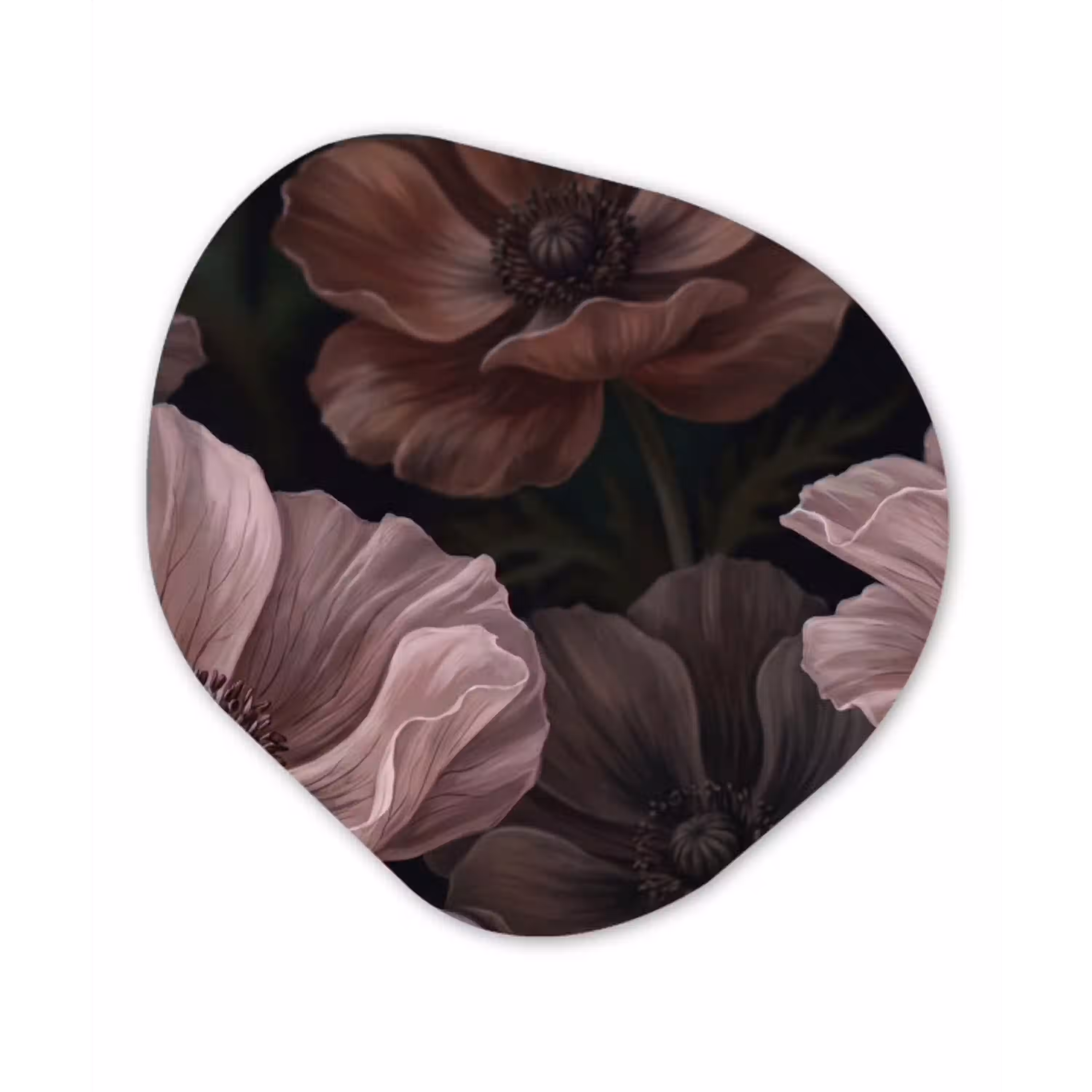 Bloemen - Natuur - Roze - Donker - Modern Wandcirkel Organisch Aluminium middel -3d