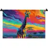 Giraffe - Savanna - Lucht - Gekleurd Wandkleed katoen klein -zz3d