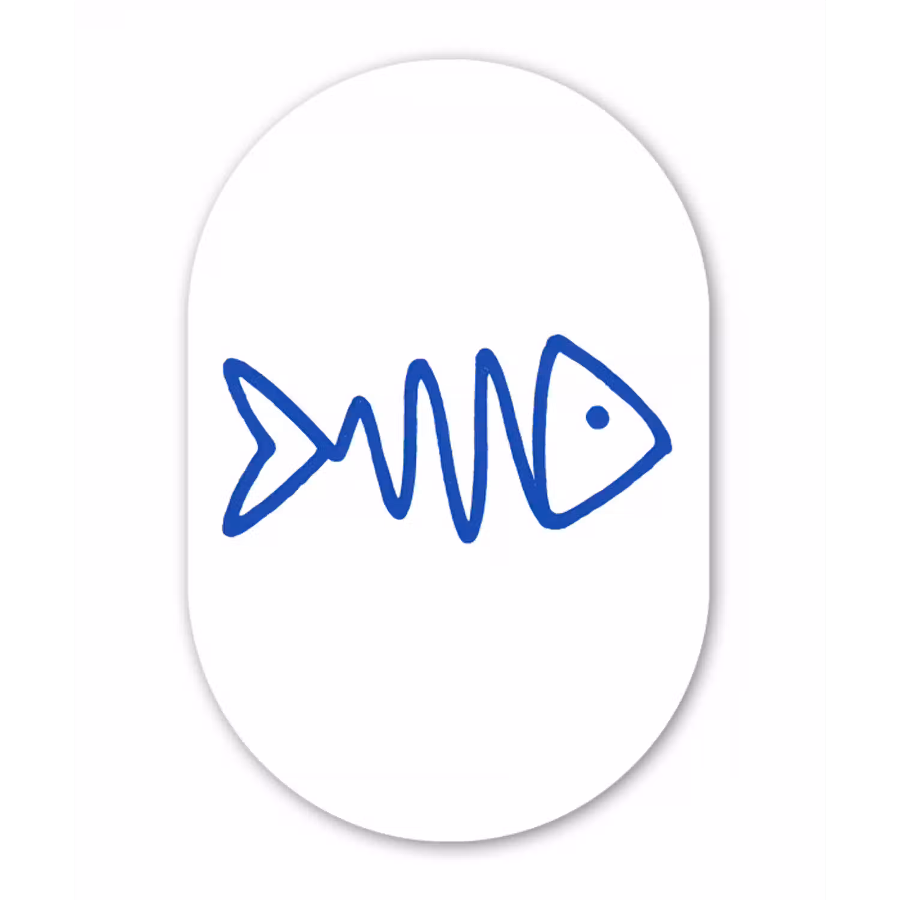 Vis - Minimalistisch - Blauw - Lijn Wandcirkel Ovaal Glas middel -3d