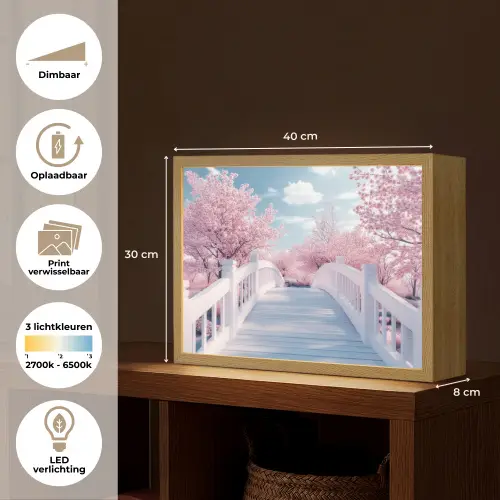 Brug - Kersenbomen - Wit Light Box met batterij (Wandlamp) middel -USP_websiteoverzichtNL