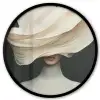 Vrouw - Beige - hoed Fotolijst rond zonder passe partout klein -3d