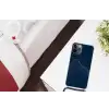 Lijnen - Abstract - Blauw - Wit Hoesje iPhone 12 Pro met koord klein -kamer