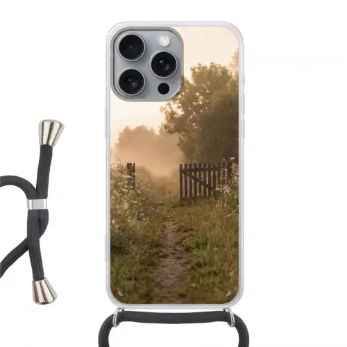 Hek - Natuur - Mist - Veld Hoesje iPhone 16 Pro Max met koord klein -3d