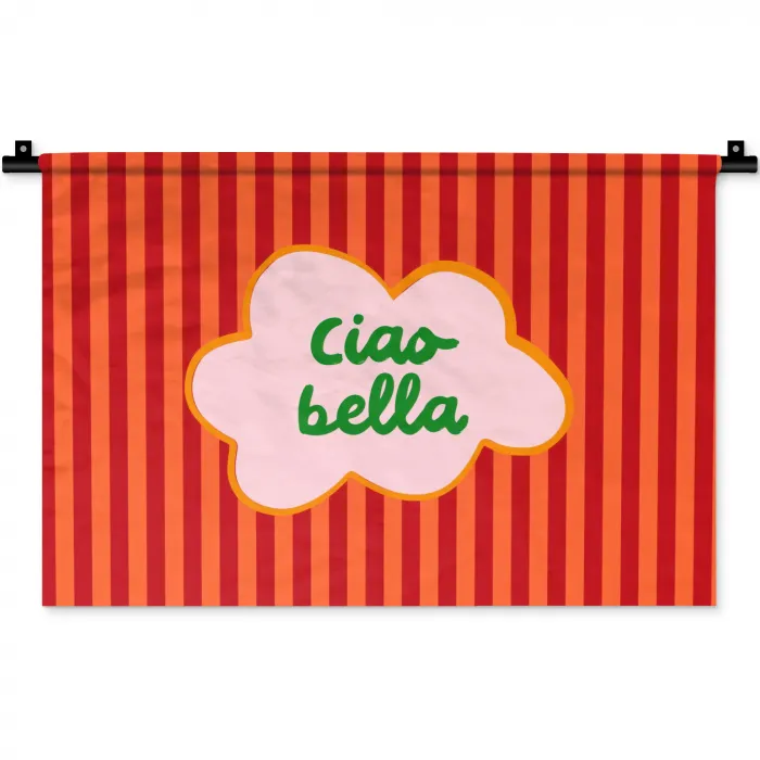 Ciao bella - Tekstwolk - Strepen - Oranje Wandkleed katoen klein -zz3d