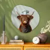 Schotse Hooglander - Bruin - Hoorns - Kokskleding Wandcirkel Organisch Plexiglas middel -sfeer2