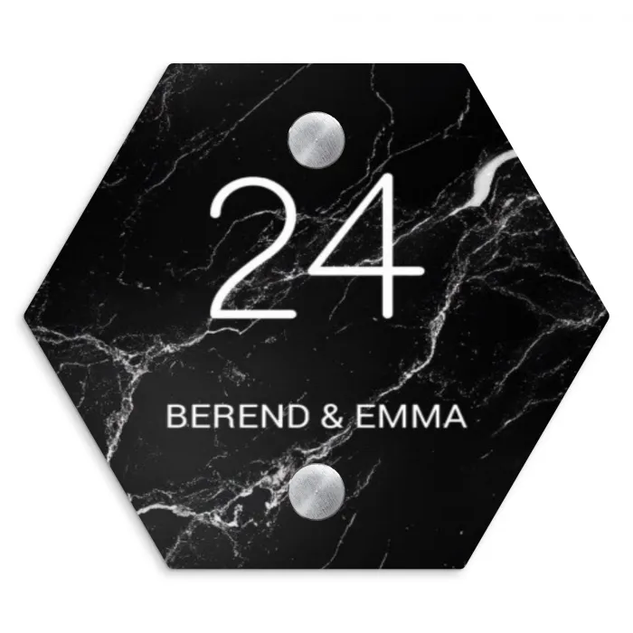 Marmer - Klassiek Naambord Hexagon klein -3d