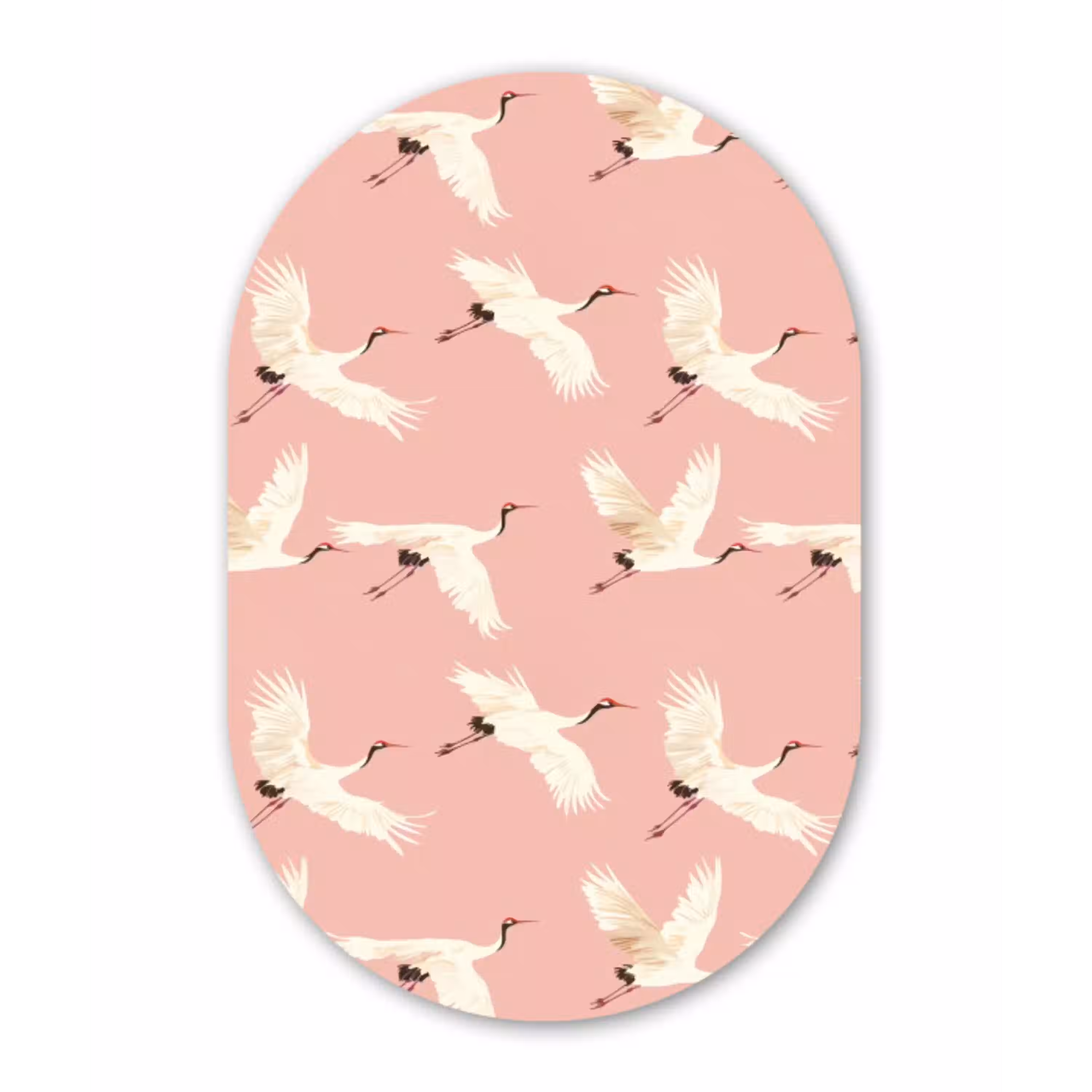 Modern - Kraanvogels - Roze Wandcirkel Ovaal Aluminium middel 839 -3d