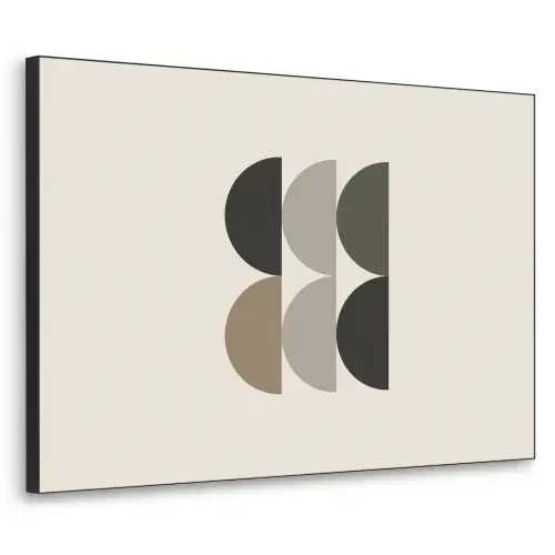Halve cirkels - Aardetinten - Grafisch Textielframe zwart klein -3d