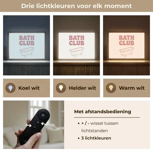 Retro - Bad - Roze Light Box met batterij (Wandlamp) middel -USP_lichtkleurNL