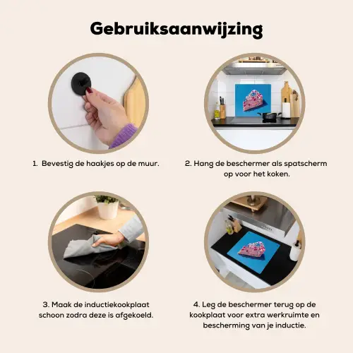 Taart - Edelstenen - Glitters - Roze Inductie beschemer met haakjes middel -ky-gebruik-nl