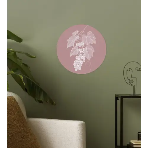 Tros - Druiven - Illustratie - Bladeren Wandcirkel behangsticker klein -sfeer2