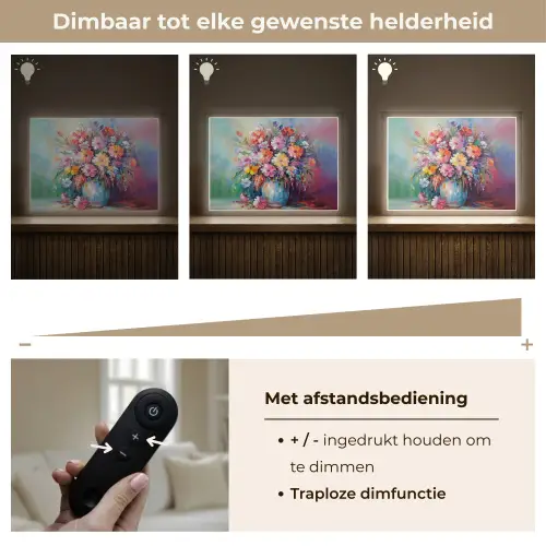 Bloemen - Kunst - Schilderij - Lente - Boeket Light Box met batterij (Wandlamp) middel -USP_dimbaarNL