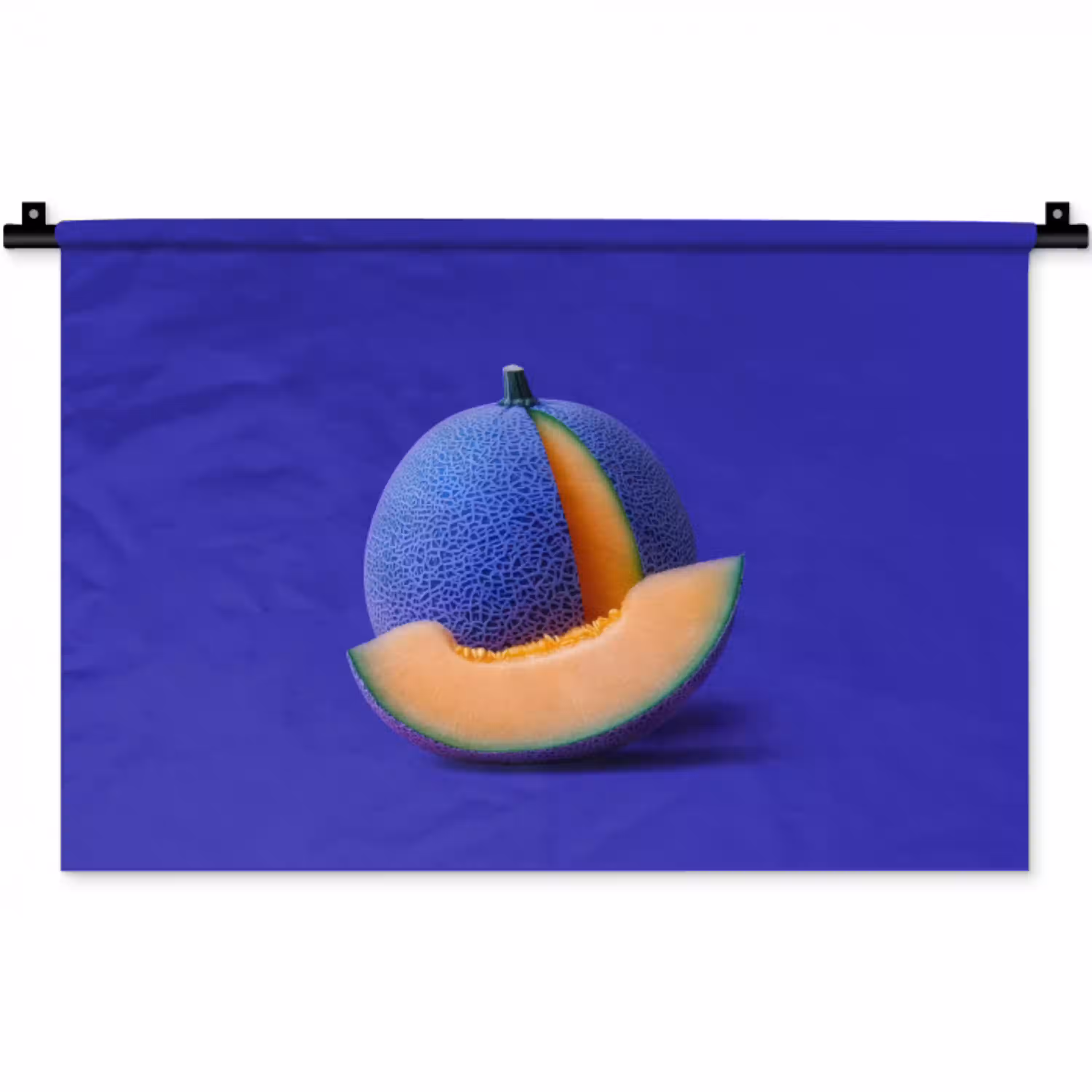 Meloen - Blauw - Oranje - Kunstzinnig Wandkleed katoen klein -zz3d