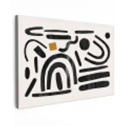 Kunst - Abstract - Zwart - Modern - Beige canvas 2cm klein -z3d