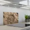 Gezichtje - Zon - Zand - Getekend keuken achterwand spatscherm klein -3d_schuin