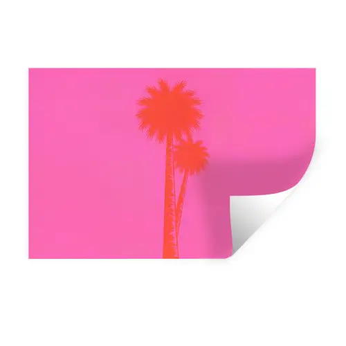 Palmbomen - Modern - Roze Muursticker klein -3d