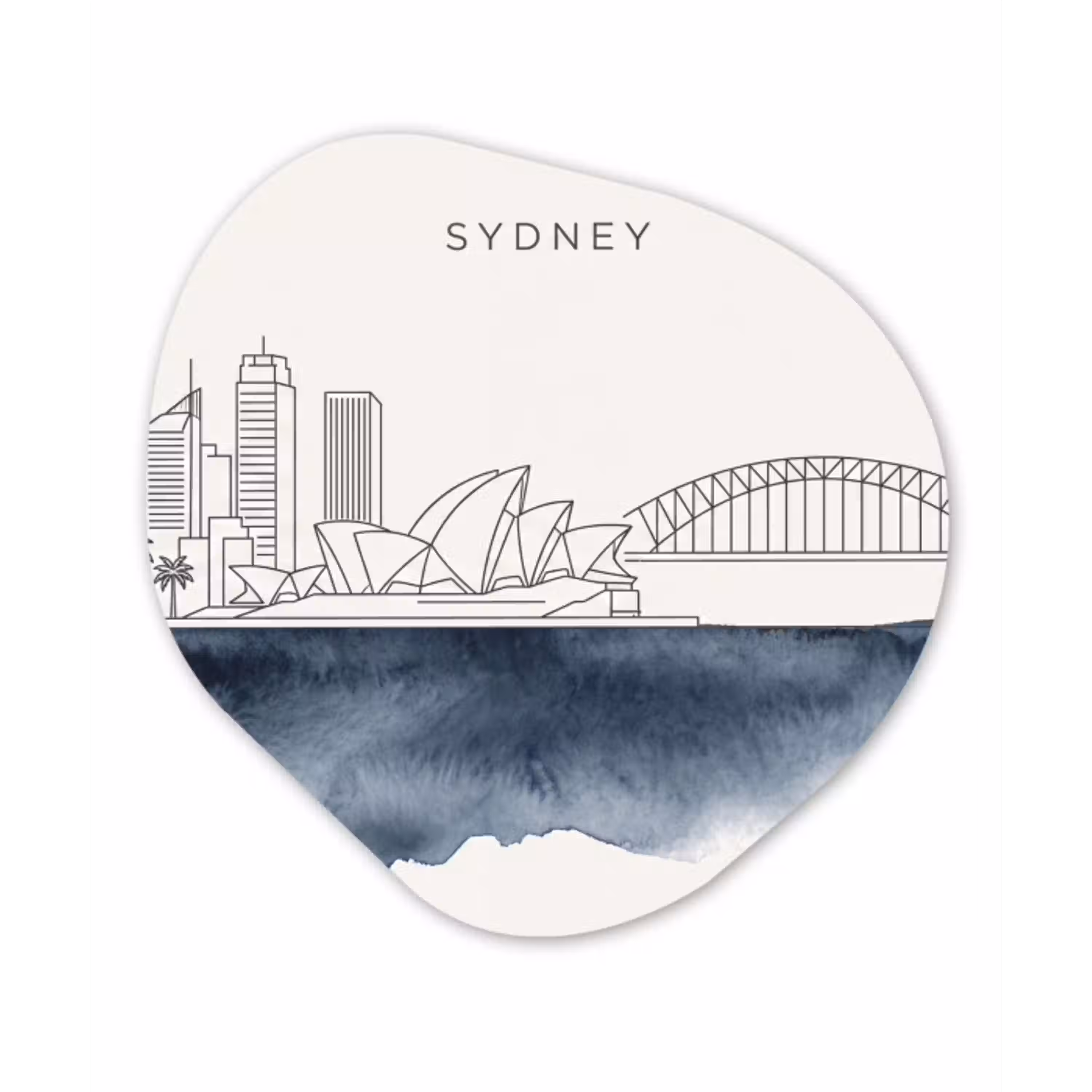 Stad - Skyline - Architectuur - Minimalistisch - Blauw Wandcirkel Organisch Forex 3mm klein -3d