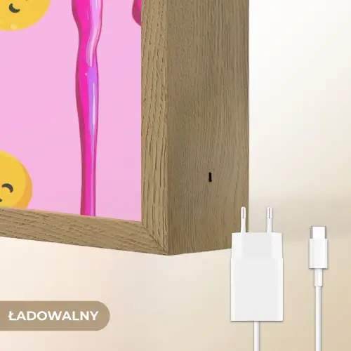 Smiley - Roze - Glazuur Light Box met batterij (Wandlamp kind) middel -USP_websiteoplaadbaarNL