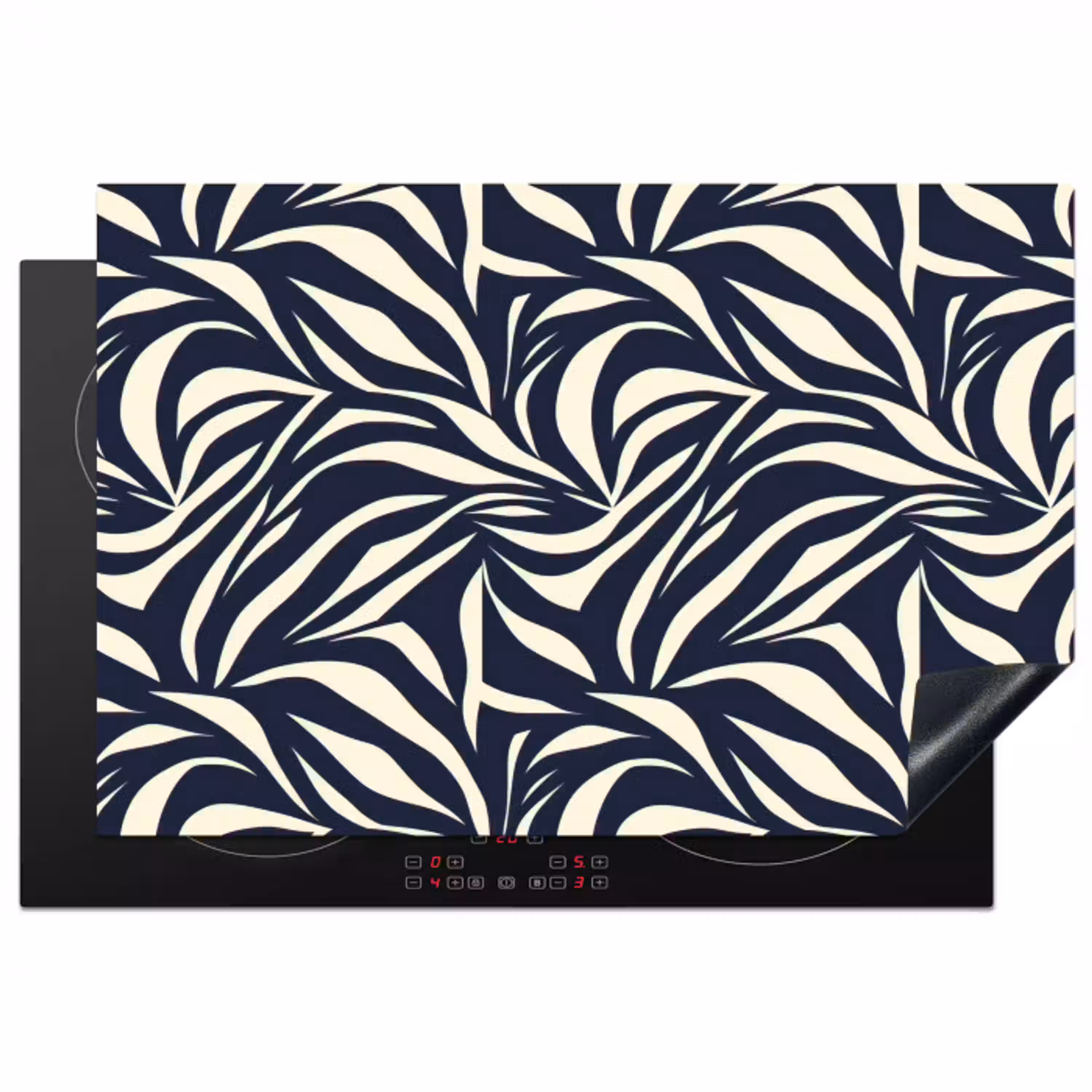 Bladvormen - Blauw - Patroon - Wit Inductie beschermer vinyl 3mm klein 276 -3d
