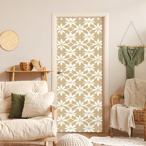Bloemen - Patroon - Beige deurposter klein 289 -sfeer2
