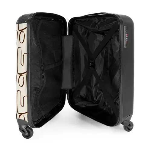 Bruine abstracte lijnen op beige achtergrond NBS - Handbagage koffer - Kinderen Unisex middel -binnenkant
