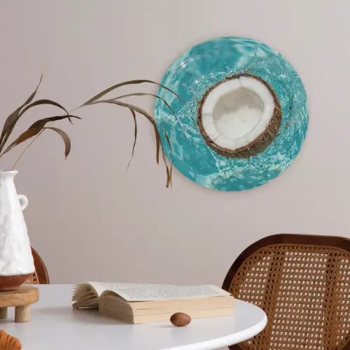 Kokosnoot - Water - Wit Akoestische PET Vilt - Rond klein -sfeer3