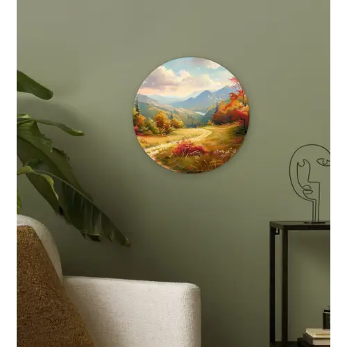 Landschap - Illustratie - Natuur Wandcirkel kunststof plaat 5mm dik klein -sfeer3