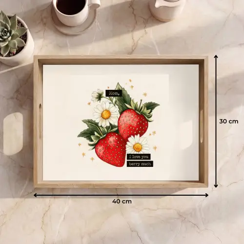 Aardbeien - Madeliefjes - Quote - Sterretjes Dienblad Rechthoek middel -USP_Formaat