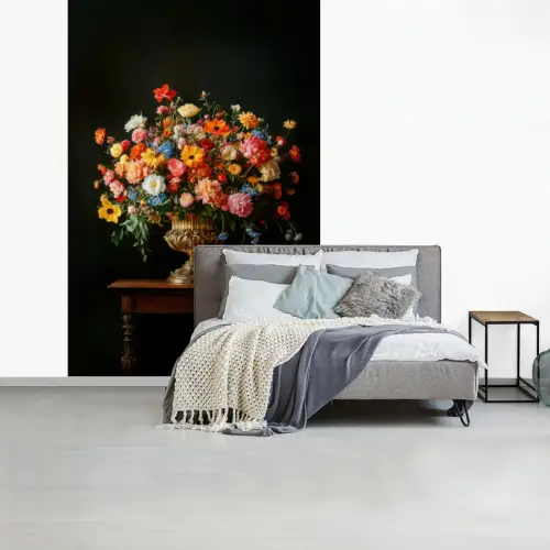 Goud - Bloemen - Kleuren - Vaas fotobehang vinyl groot -slaapkamer