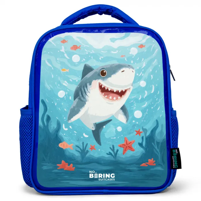 Haai - Water - Zee Kinderrugzak - Blauw middel -3d