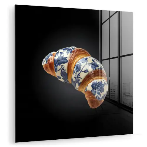 Croissant - Bloemenpatroon - Delftsblauw plexiglas 5mm klein -zzzproduct_nieuw