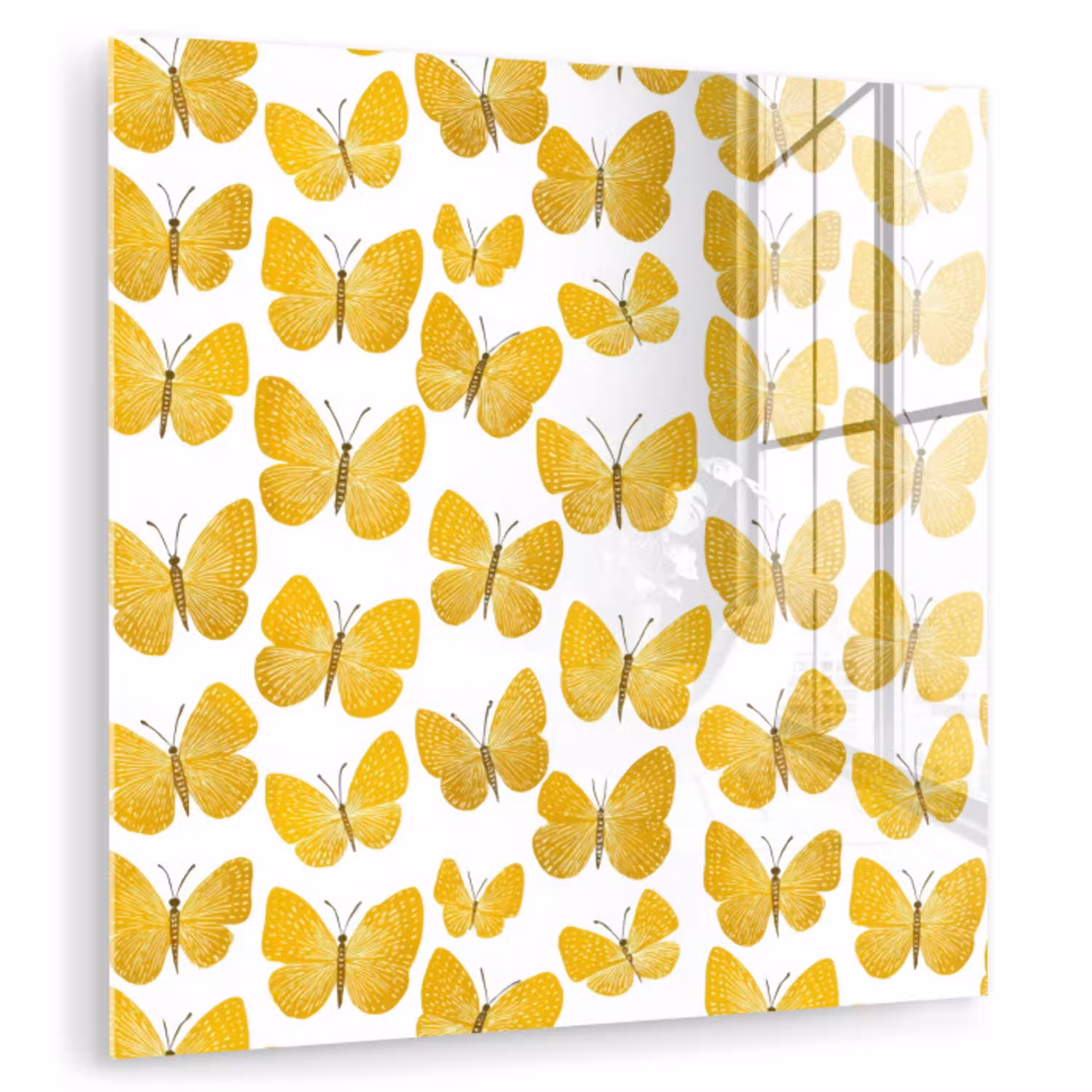 Vlinders - Botanisch - Illustratie - Geel - Wit plexiglas 5mm klein 11 -zzzproduct_nieuw