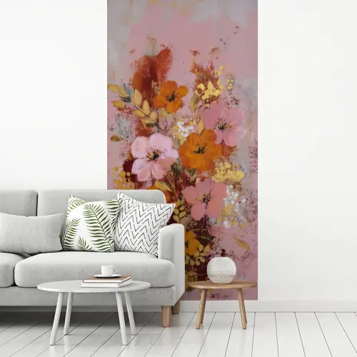 Schilderij - Bloemen - Rustiek - Roze fotobehang vinyl groot -woonkamer