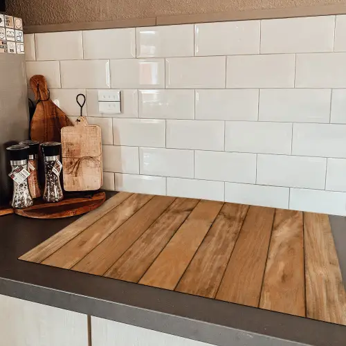 Hout - Naturel - Planken - Structuur Inductie beschermer vinyl 3mm klein -sfeer3