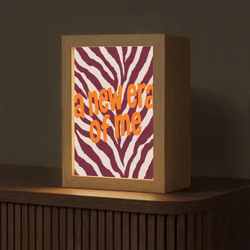New era - Bordeaux - Zebraprint Light Box met kabel (Tafellamp) klein -z3d_website