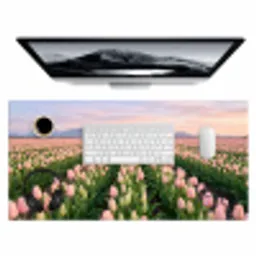 Tulpen - Landschap - Roze Muismat XXL klein -3d
