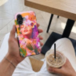 Vrouw - Abstract - Cirkel - Bloemen Toughcase MagSafe Apple iPhone 17 klein -Sfeer1M
