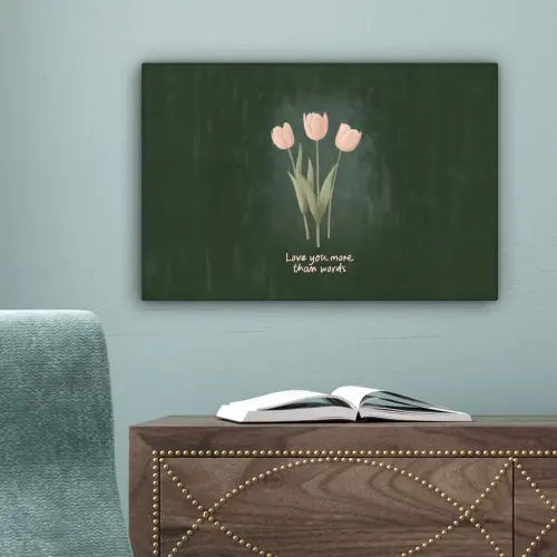 Tulpen - Roze - Tekst - Love canvas 2cm klein -sfeer4