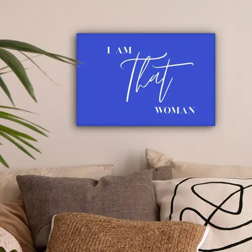 Blauw - I am that woman - Sierlijk - Minimalistisch canvas 2cm klein -sfeer1