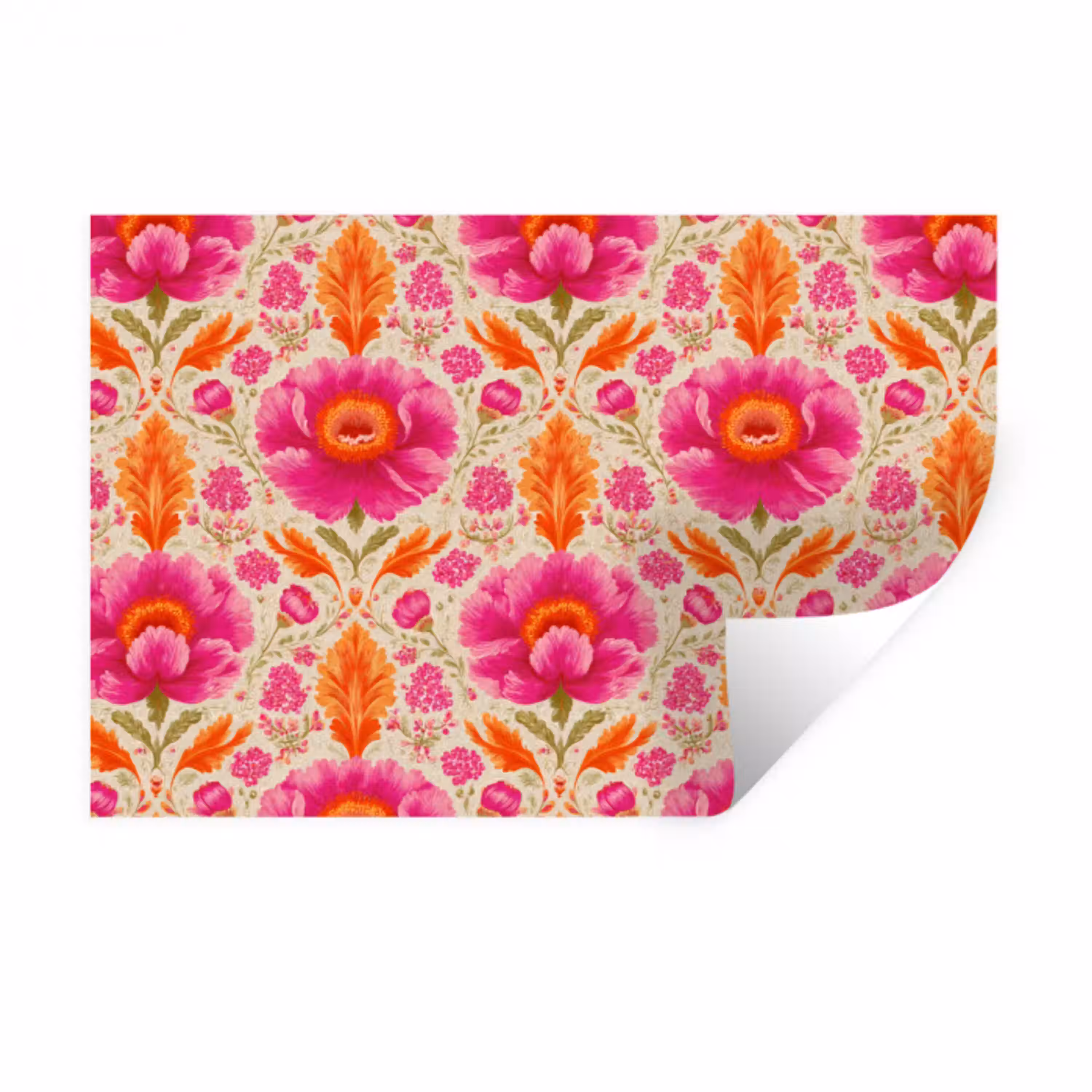 Bloemen - Barok - Roze - Oranje Muursticker klein 286 -3d