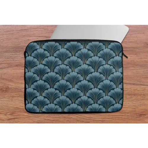 Patroon - Ginkgoblad - Blauw laptophoes neopreen klein 279 -tafel