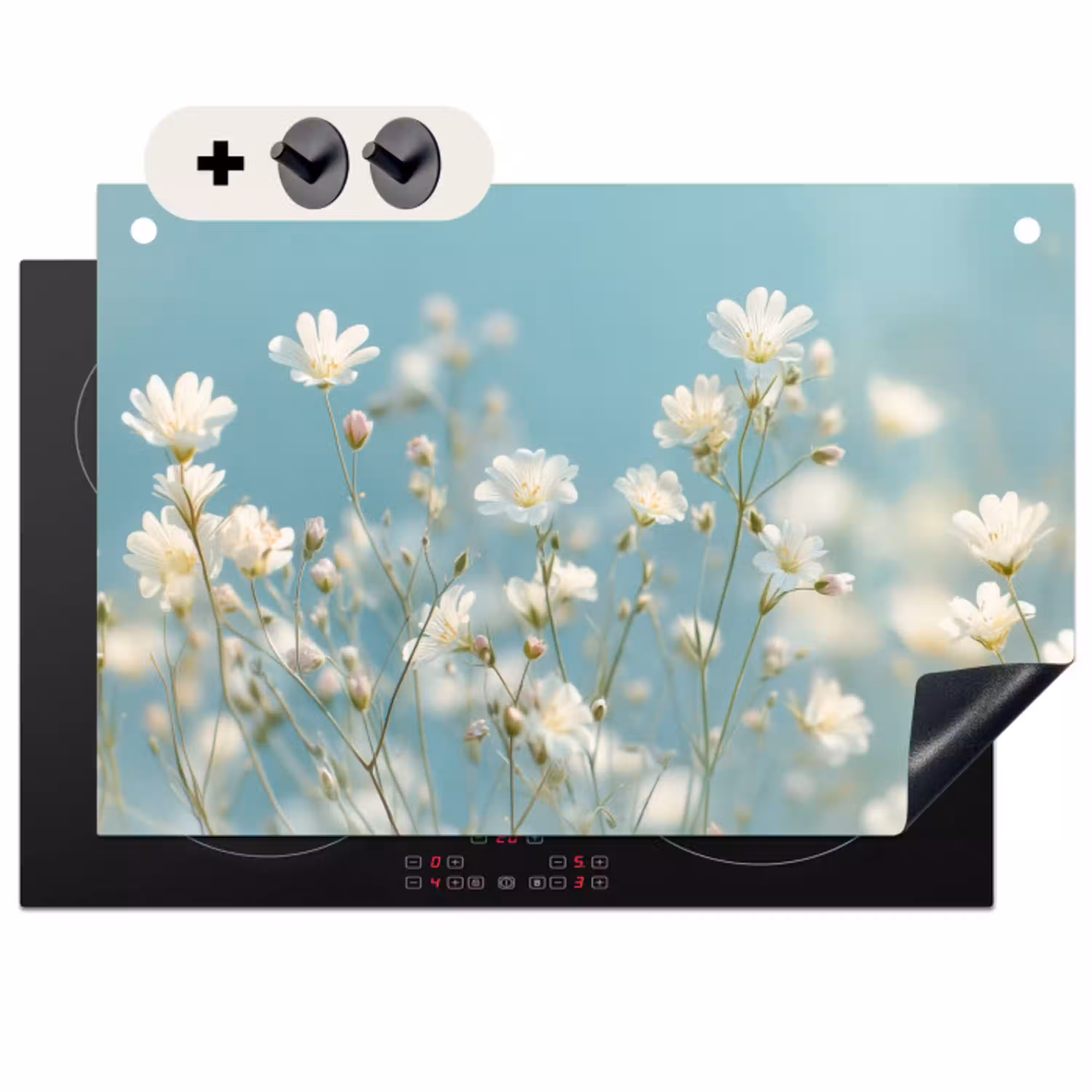 Stängel – Blumen – Luft – Weiß Inductie beschemer met haakjes klein -3d