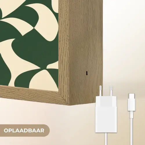 Groen - Organische vlakken - Crème Light Box met batterij (Wandlamp) middel 907 -USP_websiteoplaadbaarNL