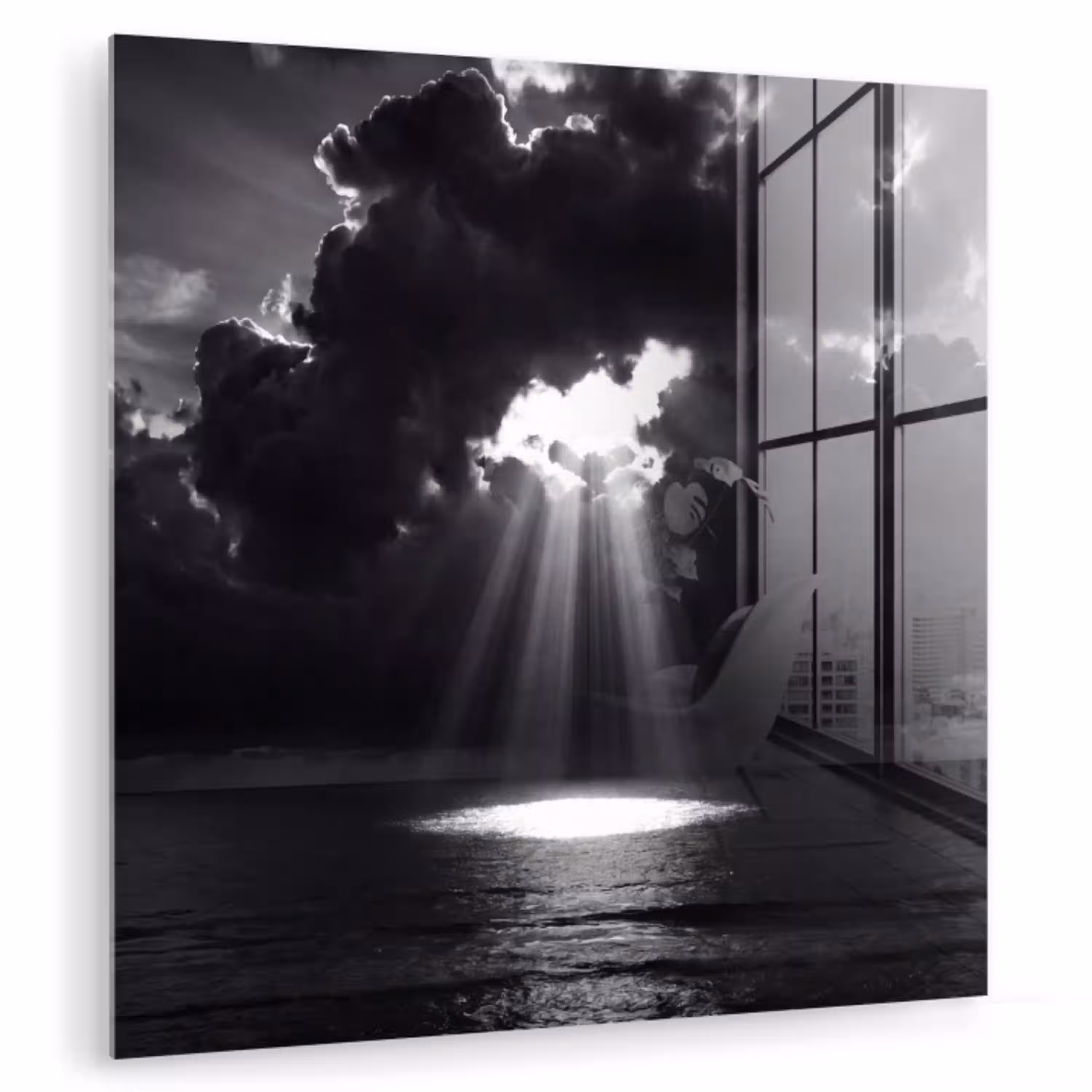Licht - Wolken - Zee - Zwart-wit - Natuur plexiglas 5mm klein -zzzproduct_nieuw