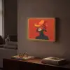 Oranje - Hoed - Vrouw Light Box met batterij (Wandlamp) middel -sfeer1