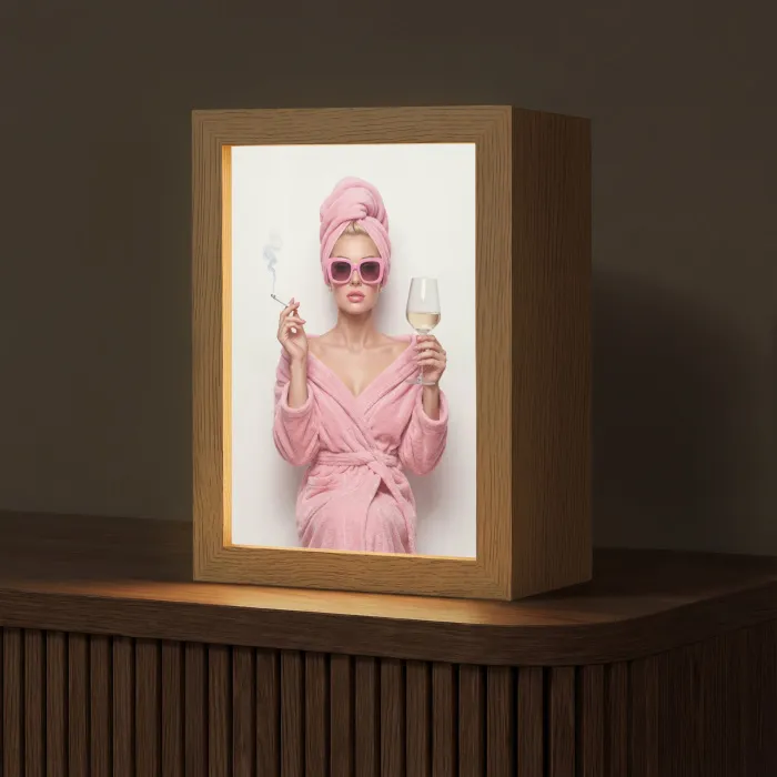 Vrouw - Roze - Wijn - Zonnebril Light Box met kabel (Tafellamp) klein -z3d_website