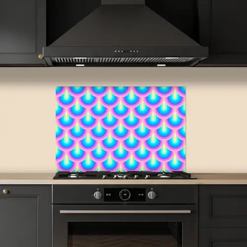 Patroon - Regenboogwaaier - Neon keuken achterwand spatscherm klein 900 -sfeer1