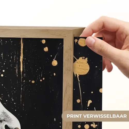 Portret - Leeuw - Abstract - Goud Light Box met batterij (Wandlamp) middel -USP_websiteprintNL