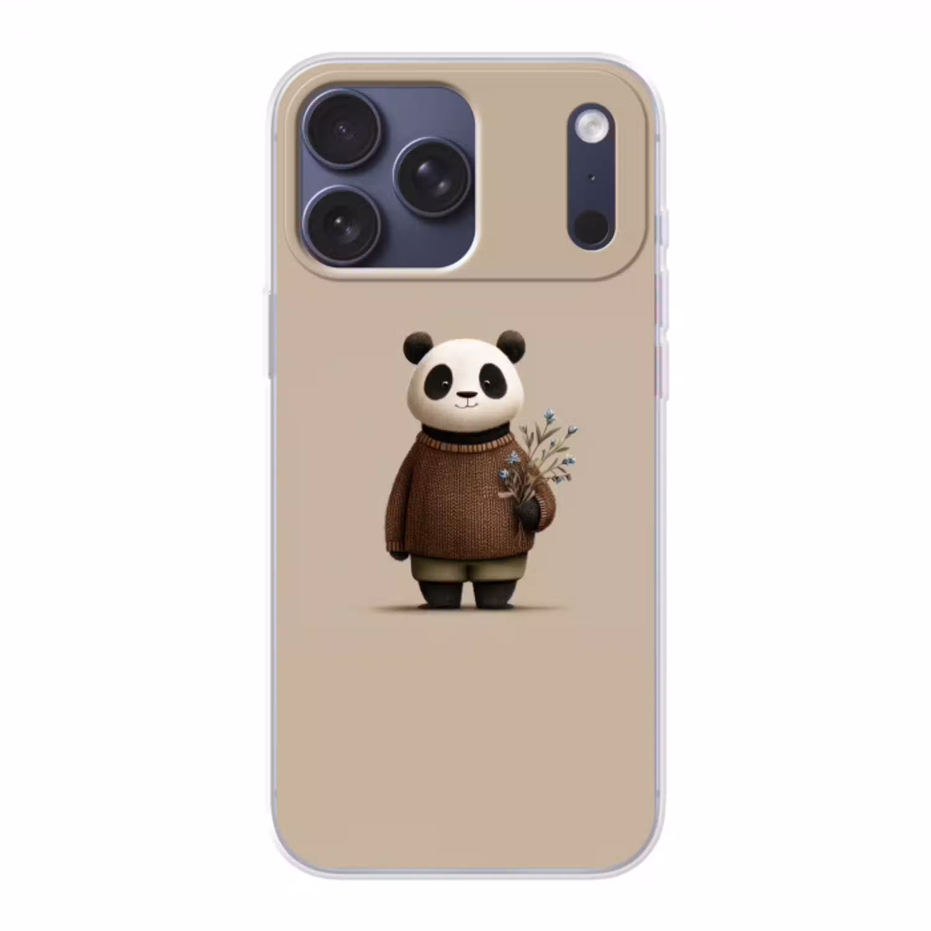 Panda - Blauwe bloemen - Zachtheid Telefoonhoesje iPhone 17 Pro Max klein -3d